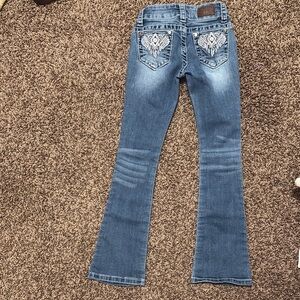 Shyanne Blue Flare Jeans with Embroidered Pockets